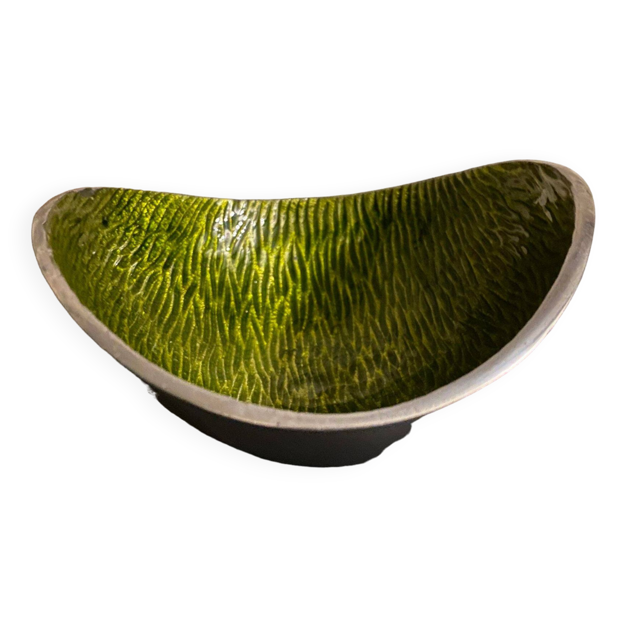 Metal pocket tray, green enameled interior