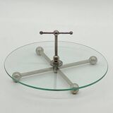 Vintage glass and silver metal presentation / service tray