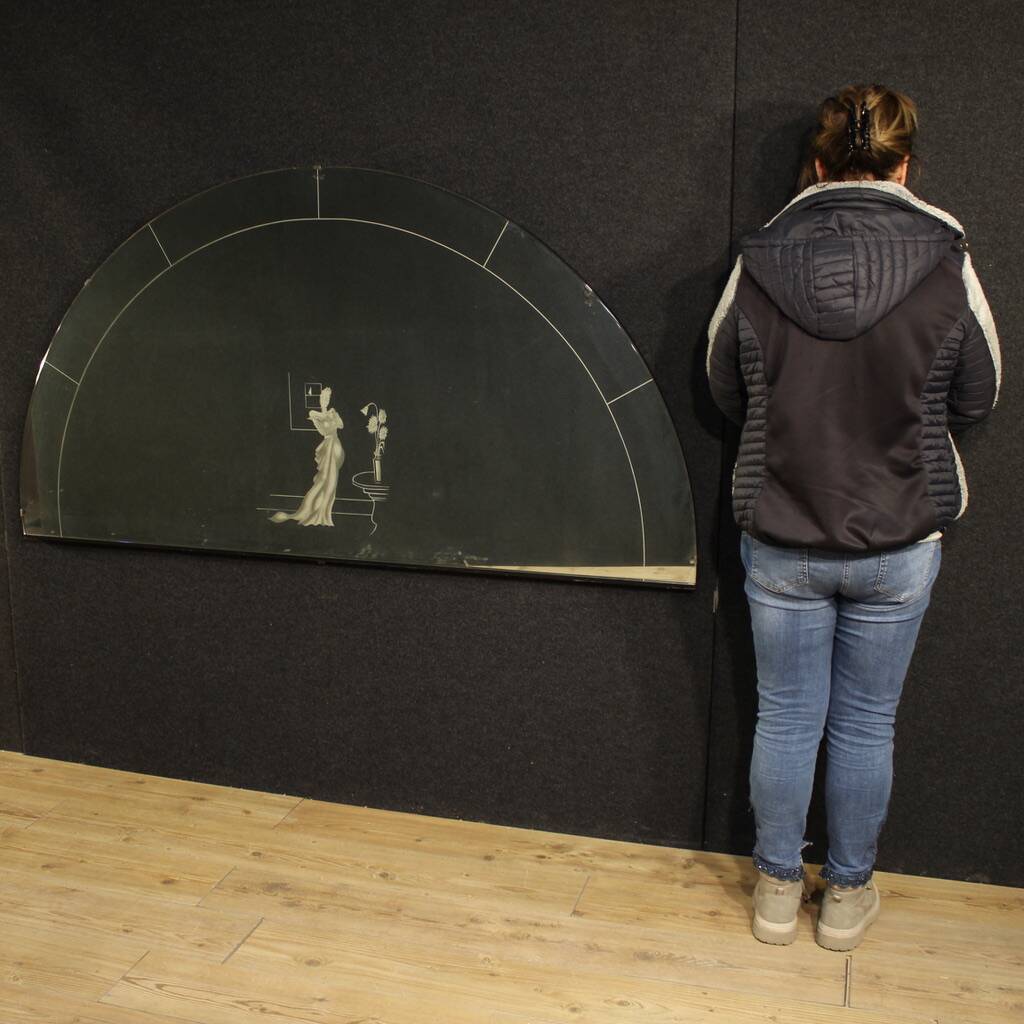 Miroir en demi-lune italien du 20e siècle