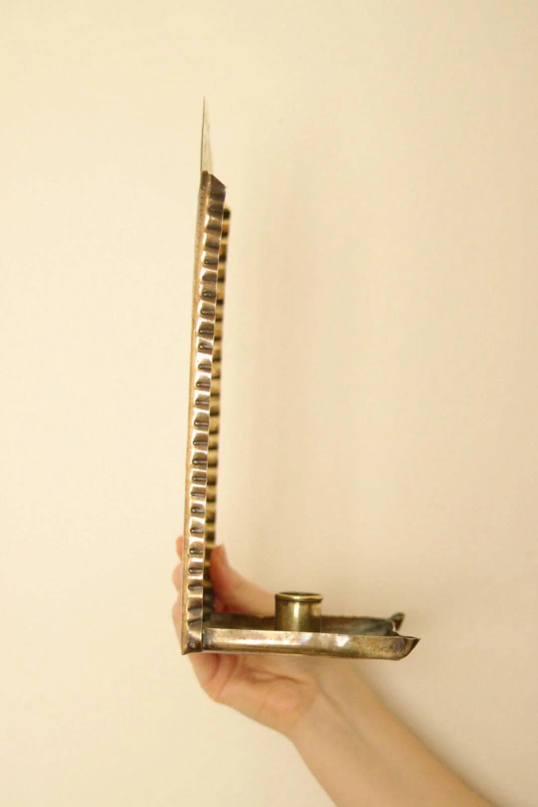 Vintage European brass sconce in pear motif