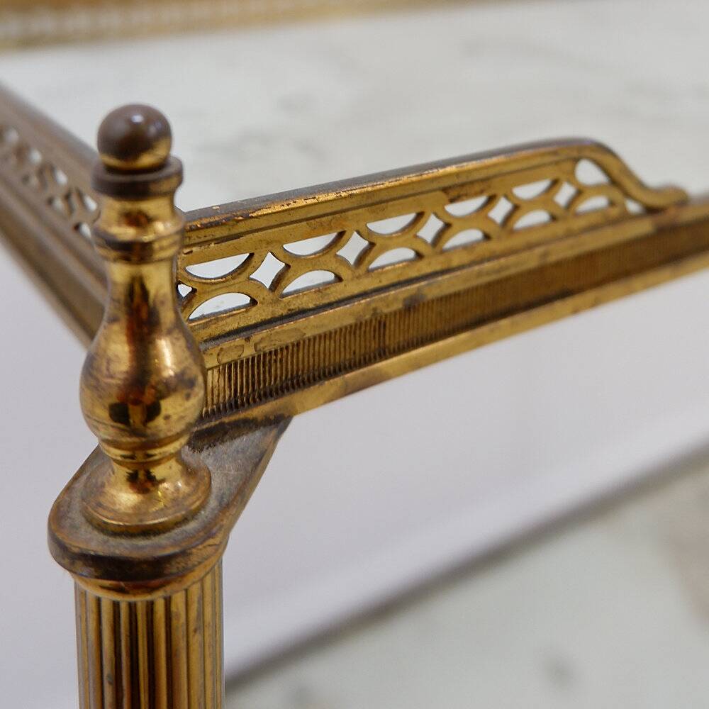 Two-tier side table with eglomisé mirror by Maison Jansen, French.