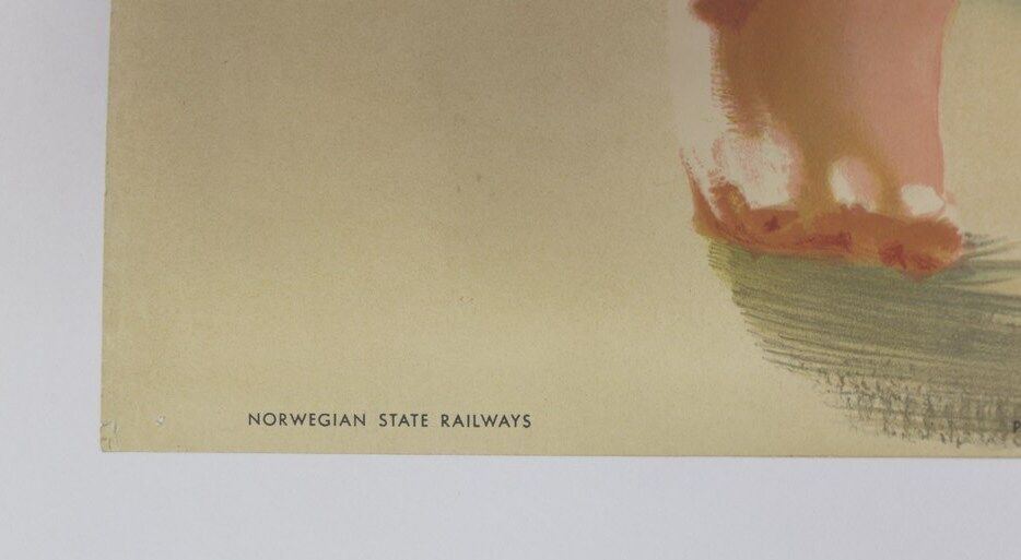 Original poster Oslo Norway doll 1962 Yran Knut boat beach travel railway tourism