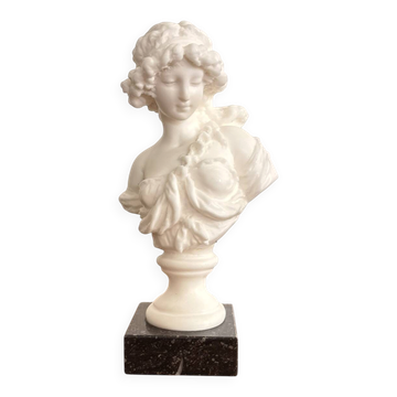 Buste Statuette Femme Resine Style Neoclassique Socle Marbre