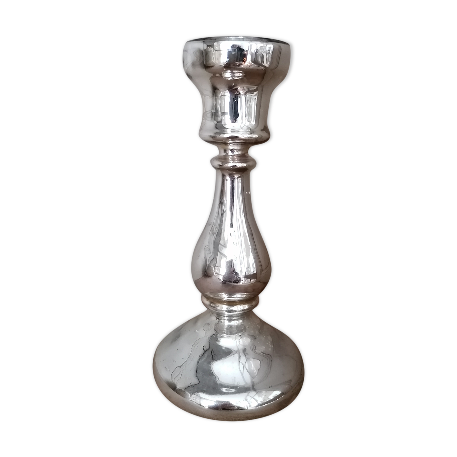 Mercurized glass candle holder