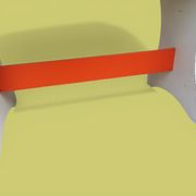 Bureau et tabouret d'écolier en bois peint orange - Années 1950 - 1970.