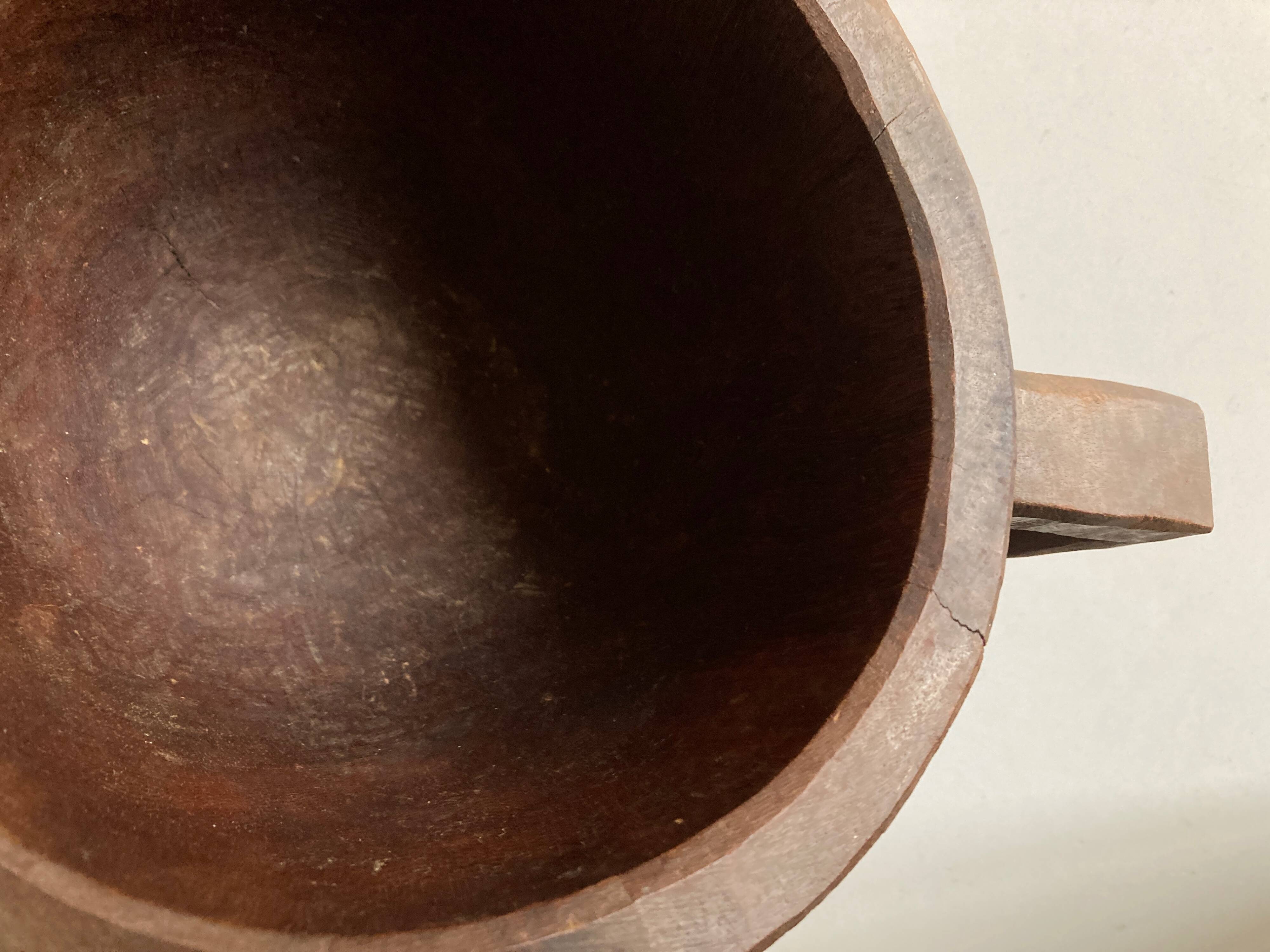 Midcentury Cubist XXXL Cup in West African Monoxyl Wood