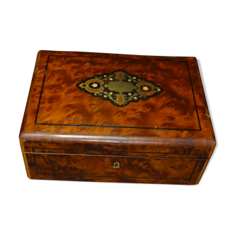 Inlaid tuya magnifying glass box, Napoleon III period, 21x9x15 cm