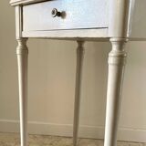 Table de chevet ancienne beige patiné