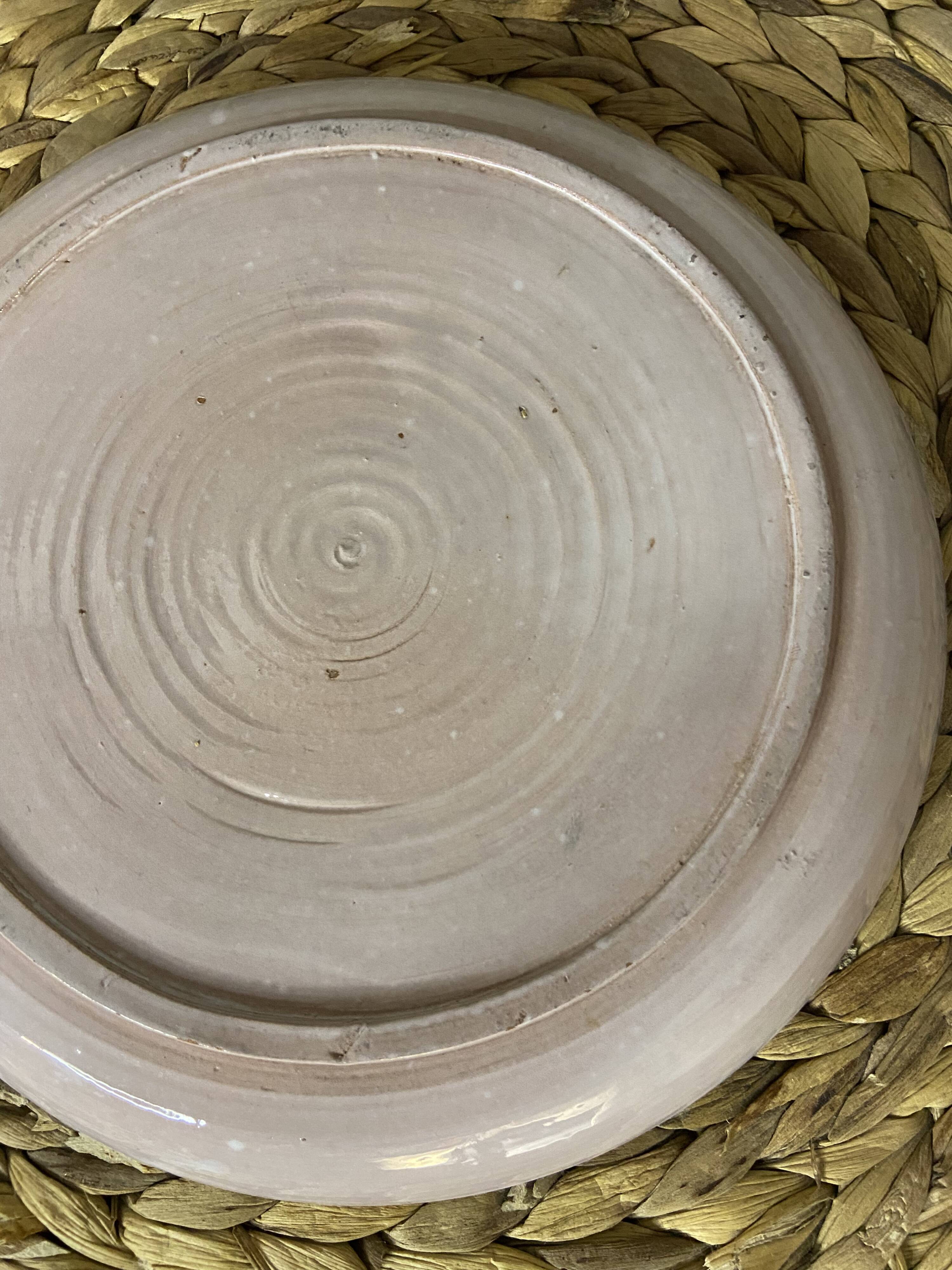 Hand painted blue striped dish