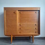 Enfilade vintage en teck, meuble secrétaire ancien, bar