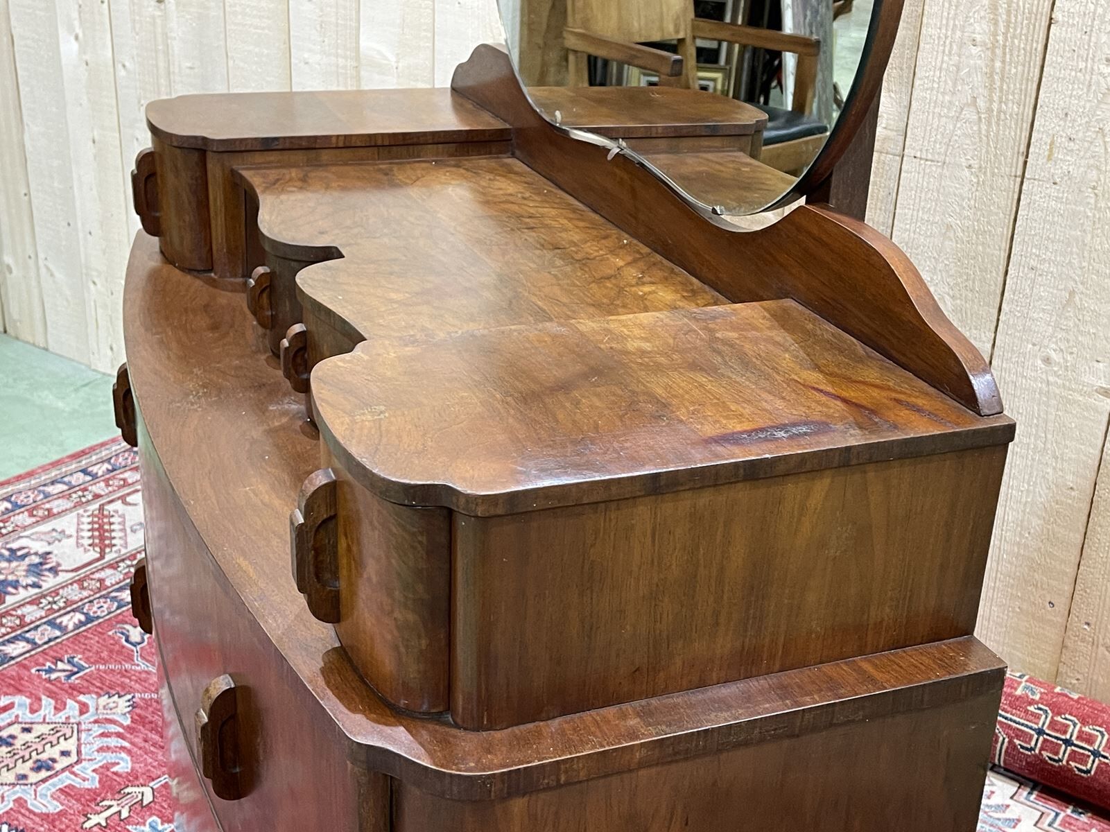English hairdresser Art Deco walnut