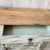 Console and white patinated mirror