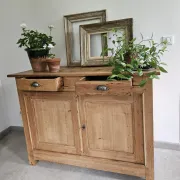 Bahut, buffet bas ancien pitchpin massif brut