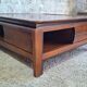 Table basse carrée bois massif plateau avec verre noir 100x100 cm
