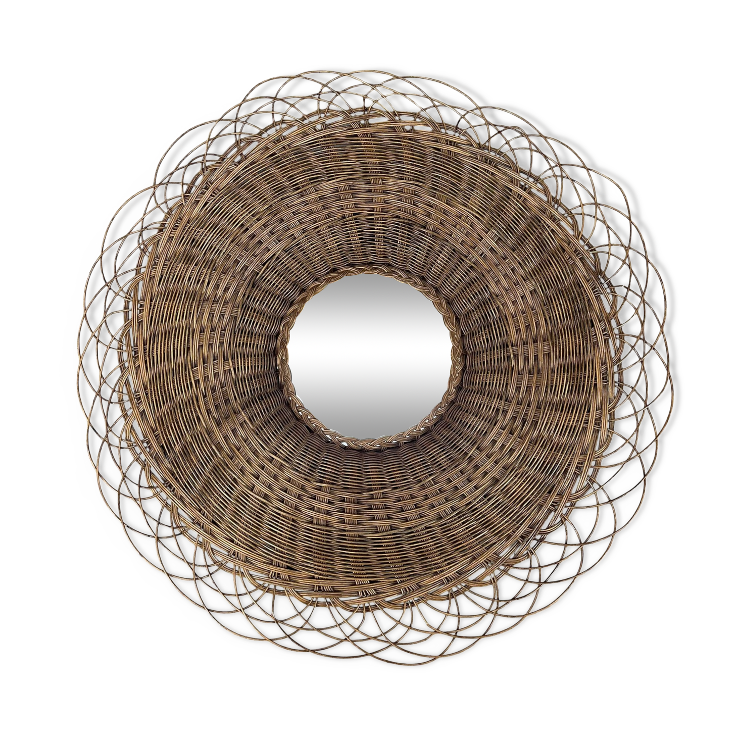 Rattan sun mirror 70 cm 60s
