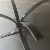 Tulip coffee table in chromed metal and smoked glass, 1970s design