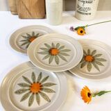 Vintage dessert plates, hand painted flower pattern
