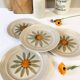 Vintage dessert plates, hand painted flower pattern