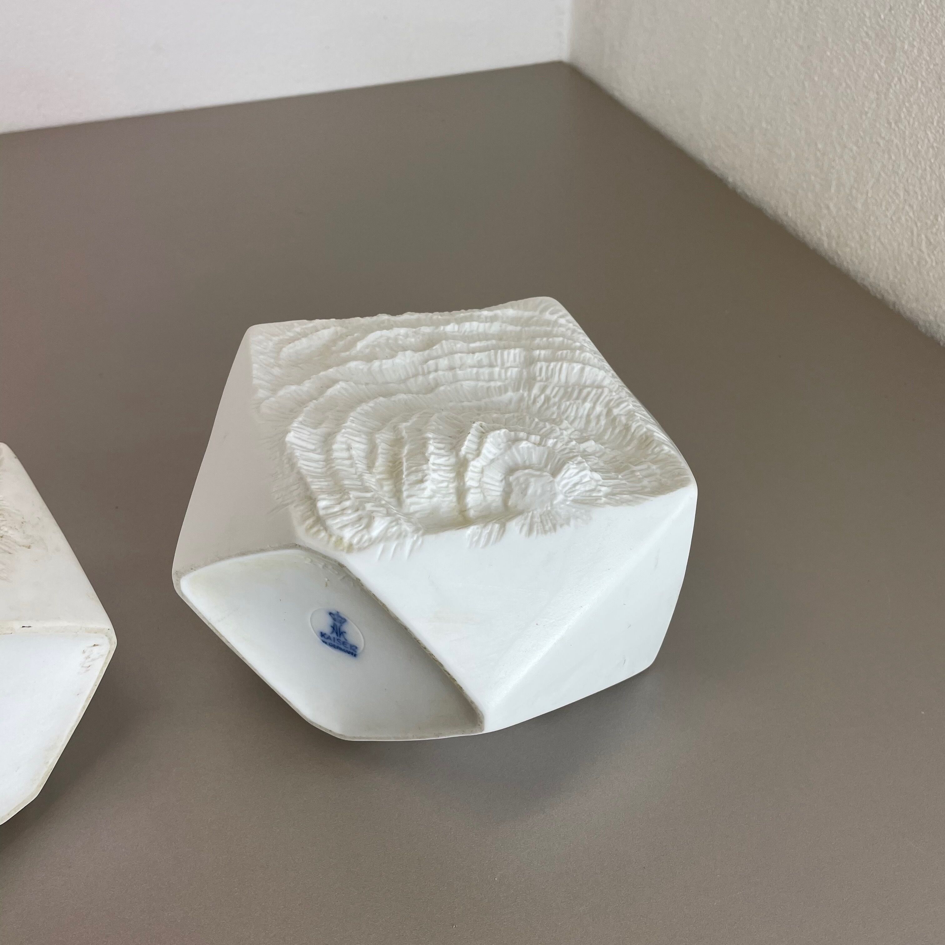 Set of 2 Original OP Art Biscuit Porcelain Vases by AK Kaiser, Germany, 1970s