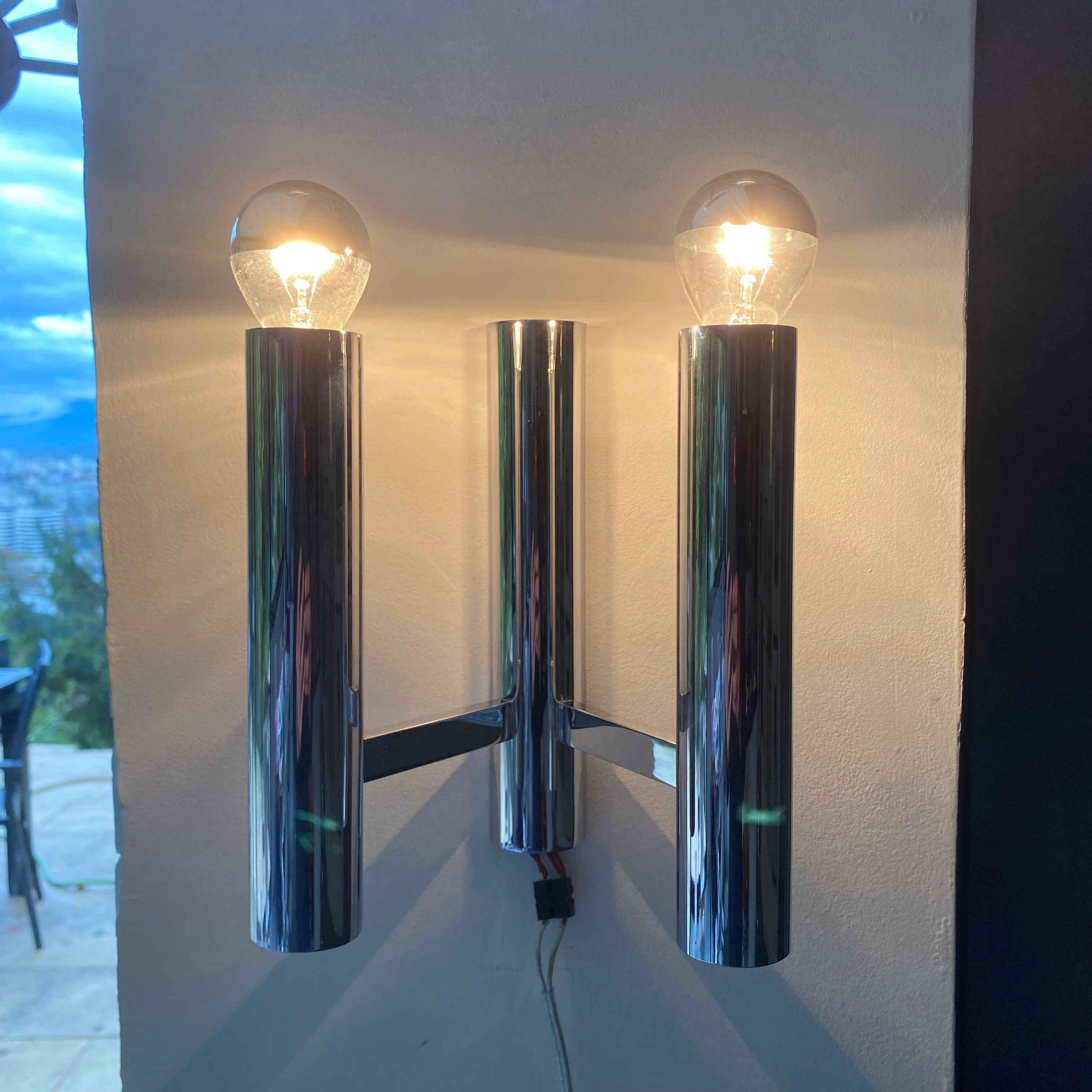 Pair of double wall lamps from Sciolari Italy 1960