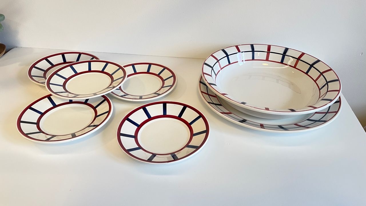 Set of 7 ceramic dishes hbcm béarn france