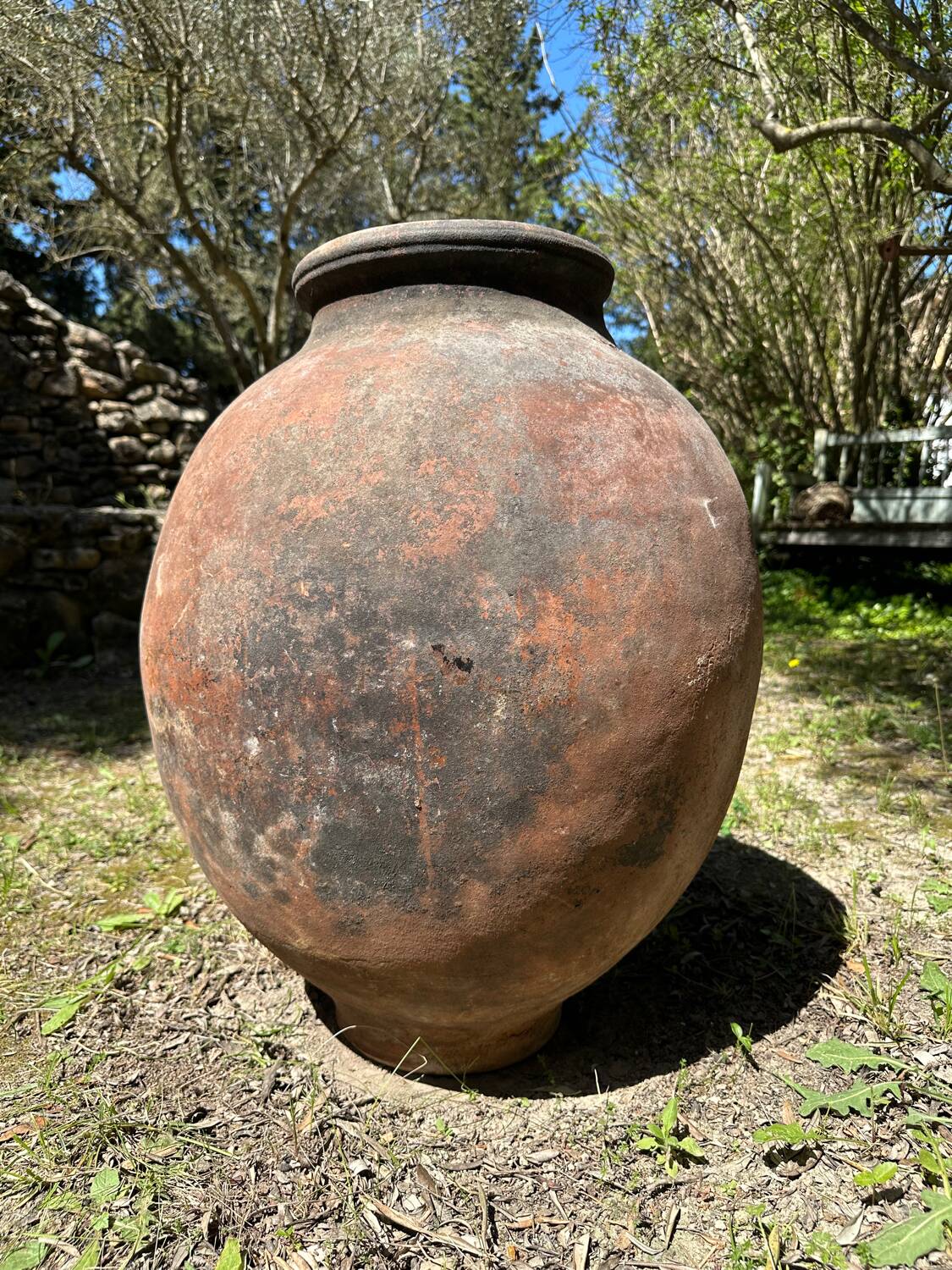 Ancient terracotta pottery jar from the 19th century.