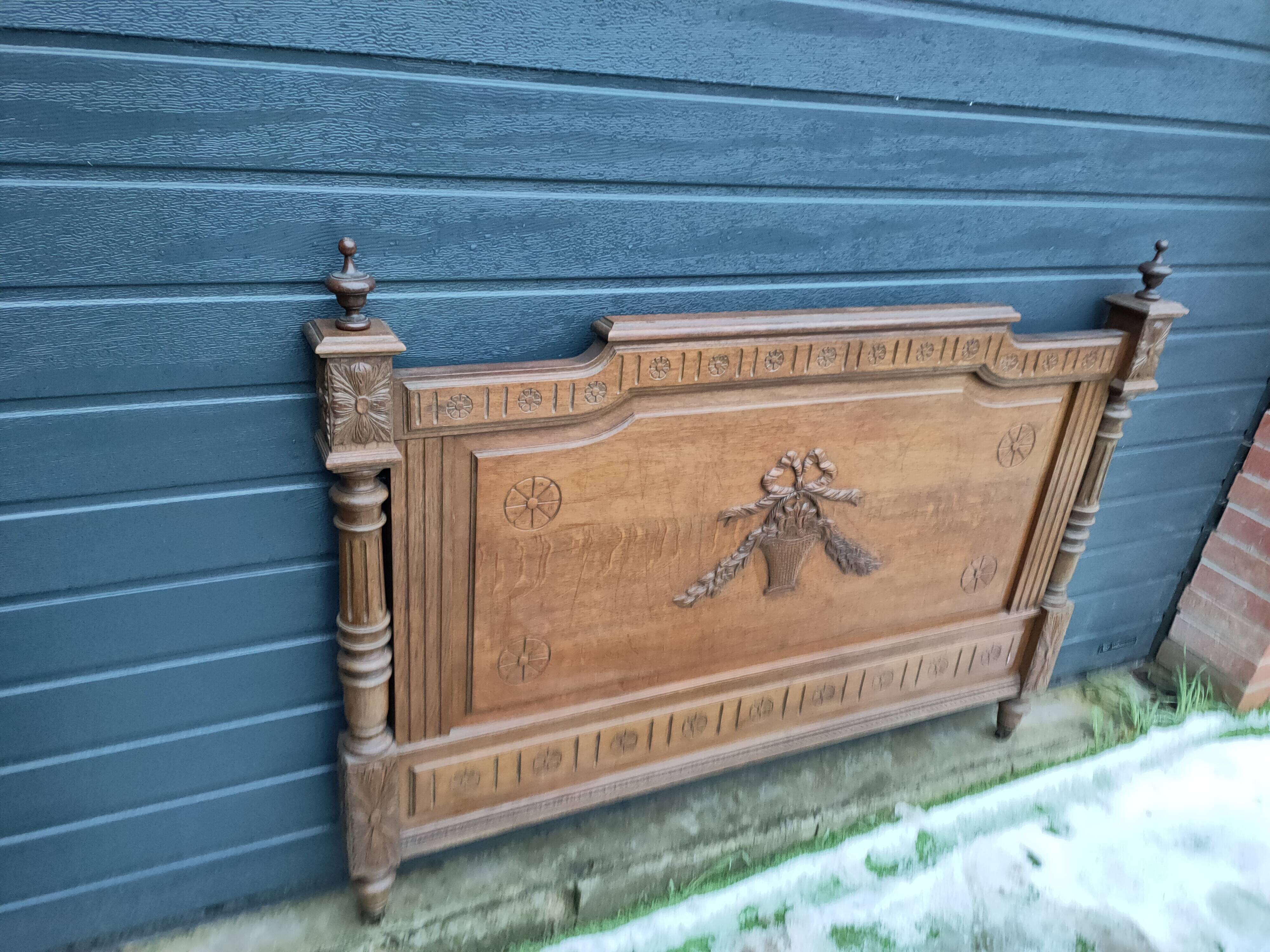 antique solid oak headboard