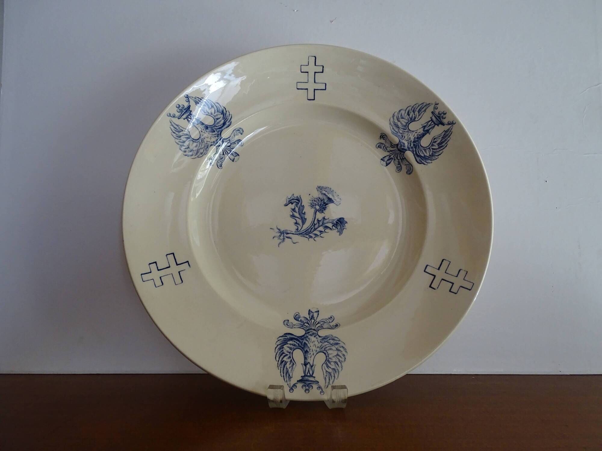 Round earthenware dish KG Lunéville - Lorraine Cross - Empress service Ø 32.5 cm