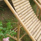 Pair of bamboo deck chairs, deckchairs
