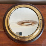 Wood and brass mirror
