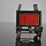 Tin litho brand LR spring-loaded toy locomotive