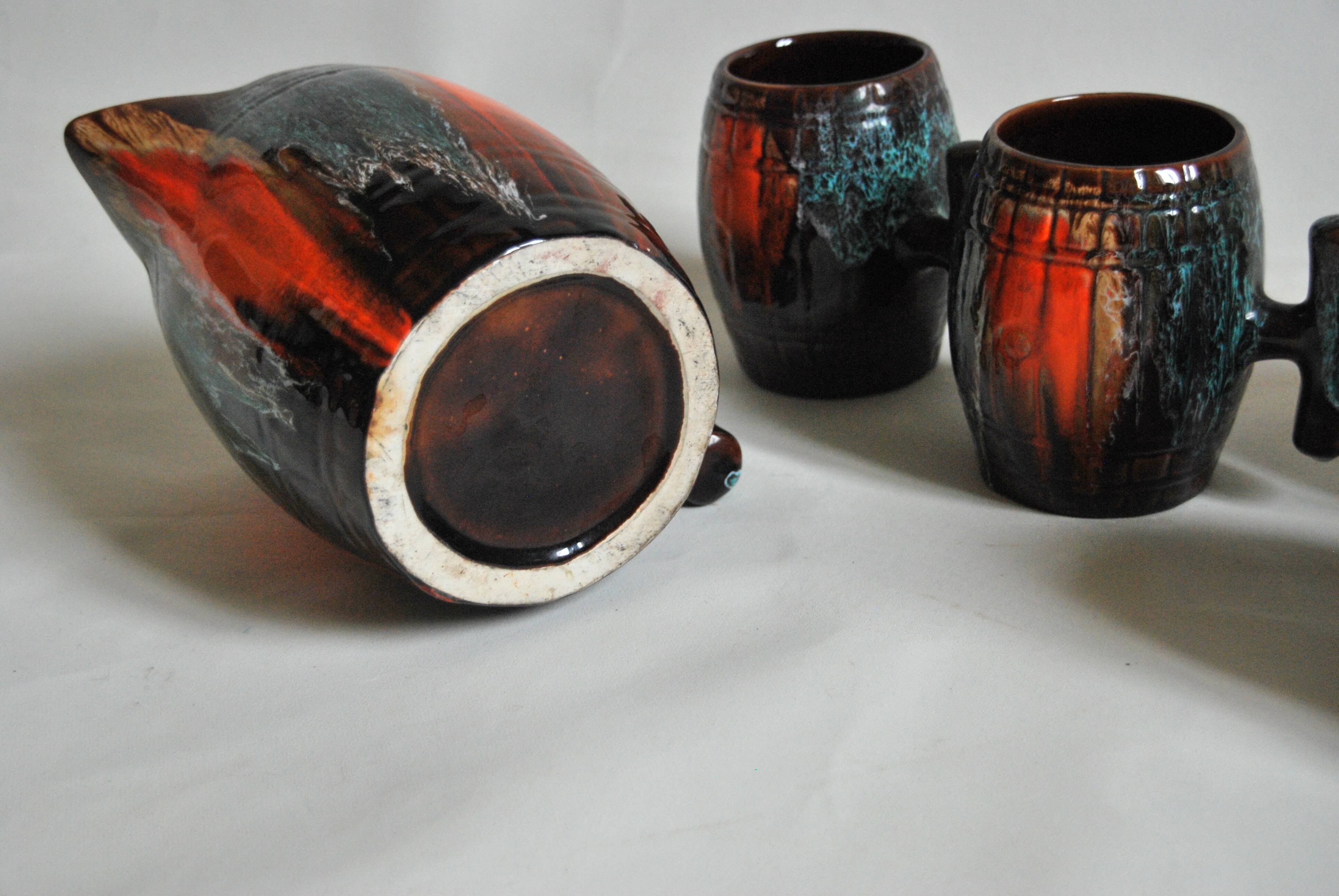 Ceramic orangeade service Vallauris 1950, vintage France