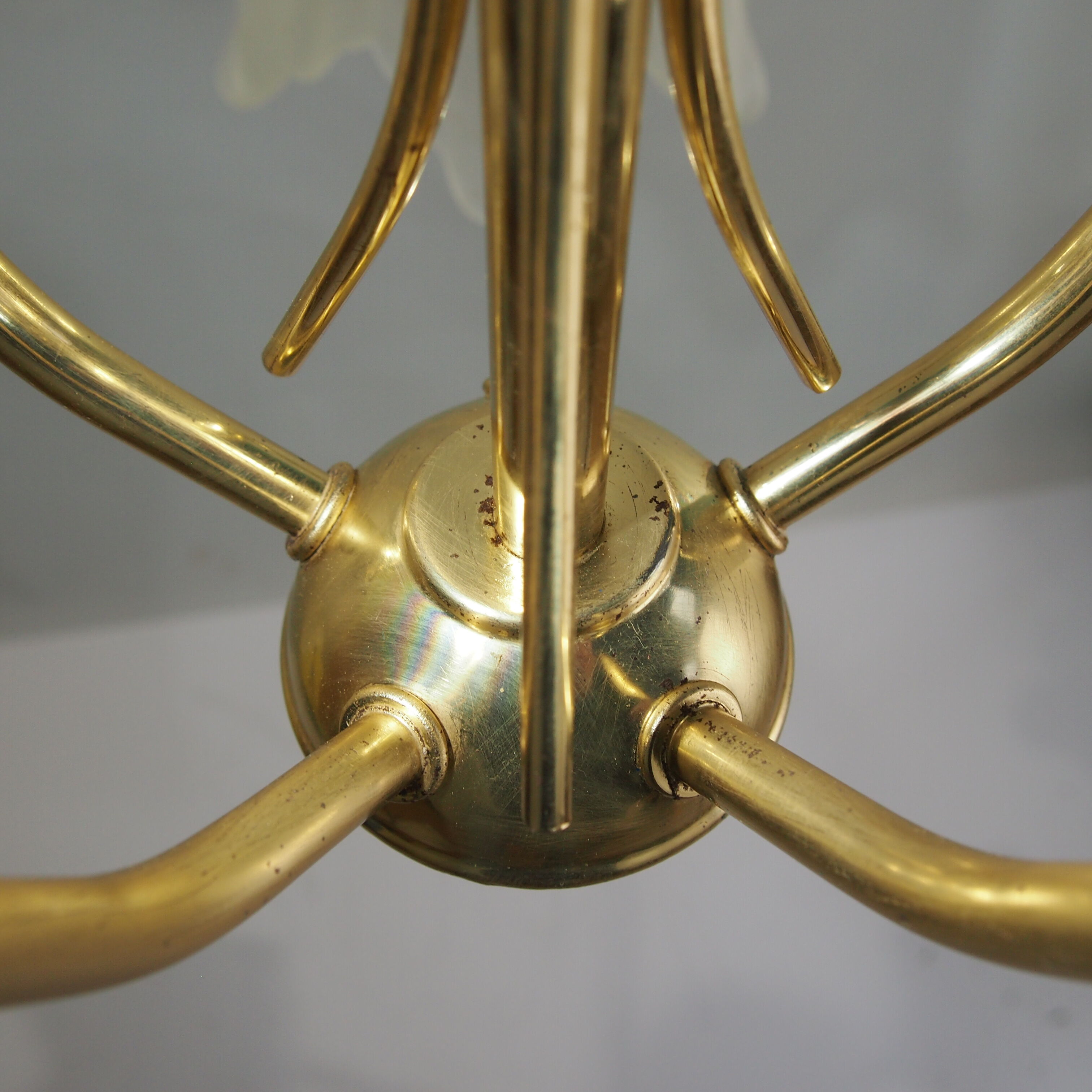 Five-branched luster /brass/tulips/vintage