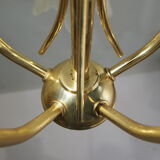 Five-branched luster /brass/tulips/vintage