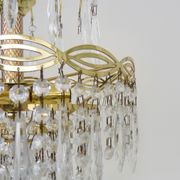 Chandelier, ceiling lamp crown in bronze or brass, 3 floors, 3 lights, glass grapevines. Year 90