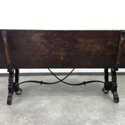 Banc en châtaignier et fer sculpté de la Renaissance espagnole du XIXe siècle