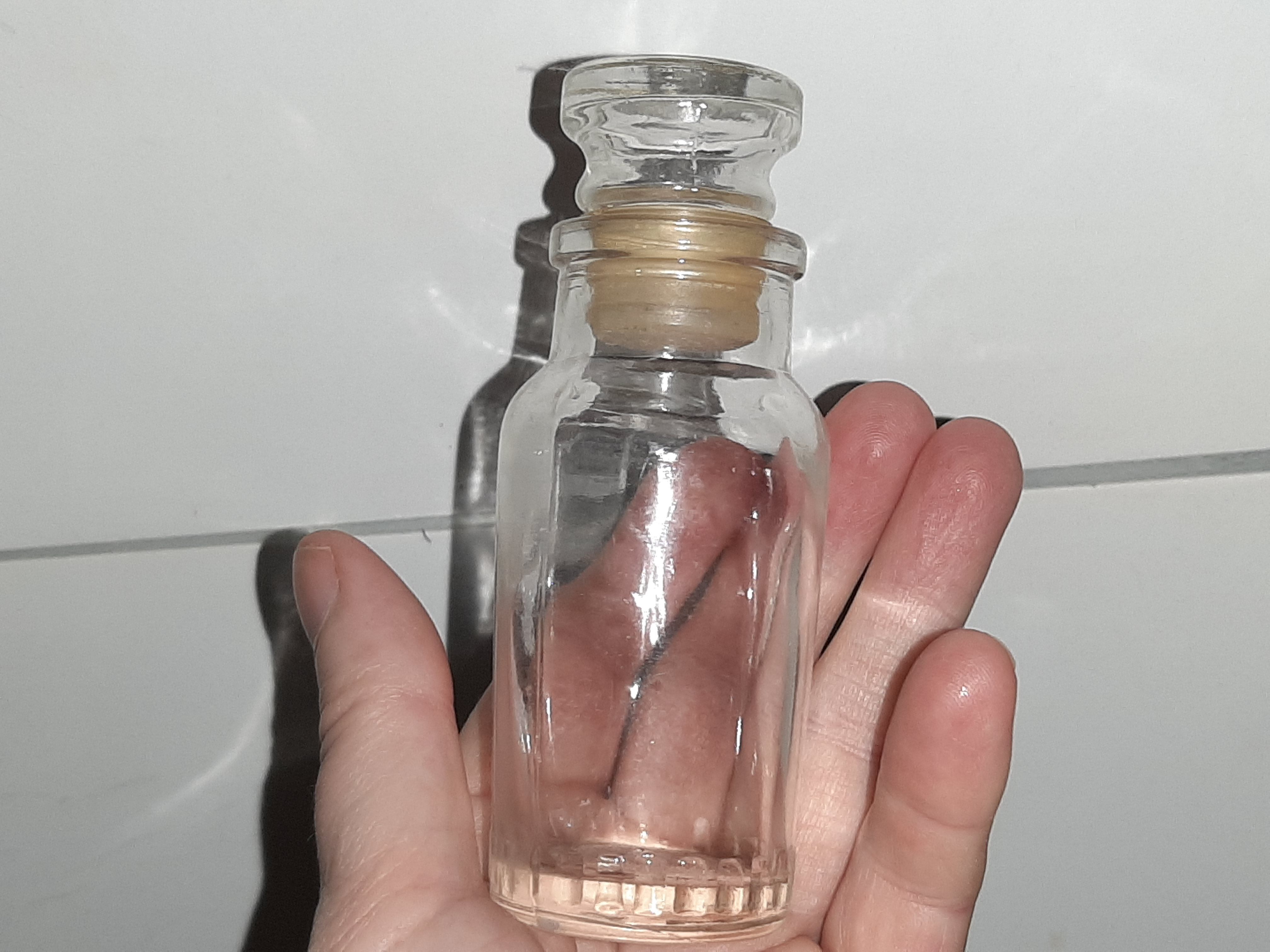 9 vintage thick glass spice bottles