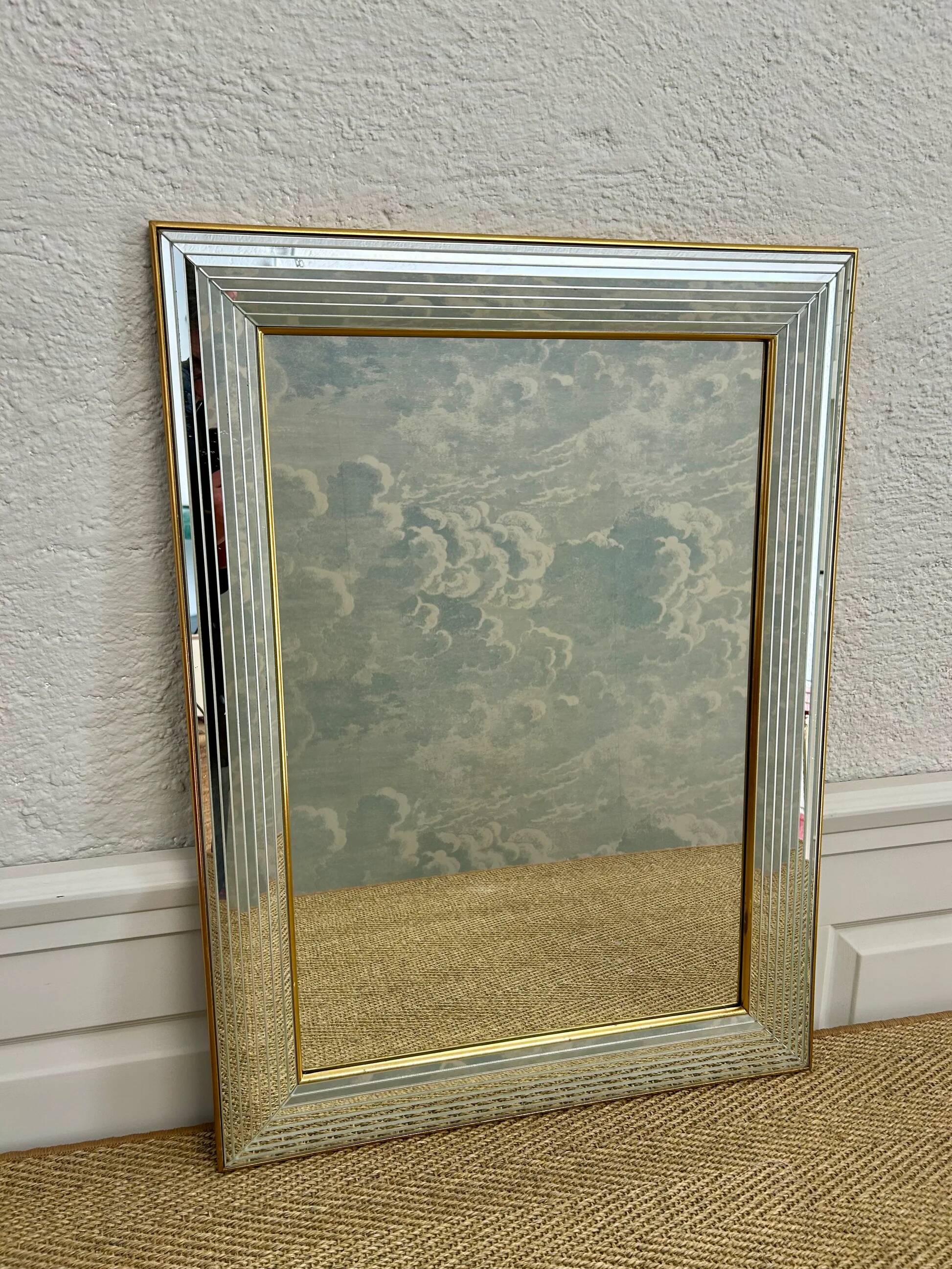 Glamorous wall mirror with faceted frame by Deknudt, Belgium, 1980s (Model 2024.311)