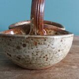 Stoneware salt and sauce dish from Puisaye, signed Jean-Pierre Prud’homme