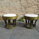2 low bamboo stools