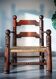 Oak and rush armchair, brutalist style, Charles Dudouyt, 1940s