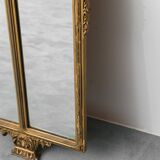 Wall mirror in gold leaf wood, 1950s vintage, 178x5x175