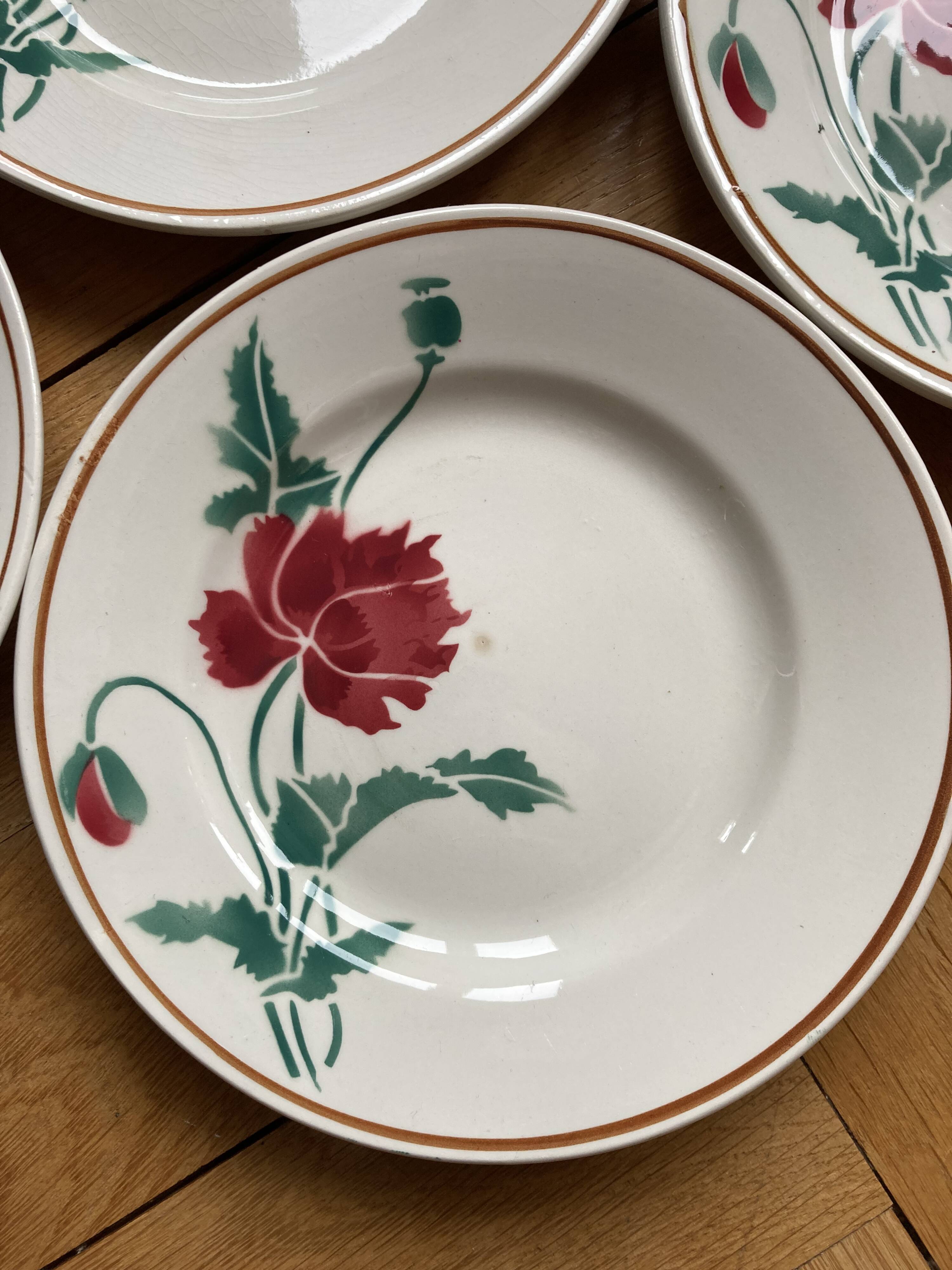 Luxury dessert plates poppies Luxeuil hbcm