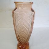 Art Deco pink blown glass vase