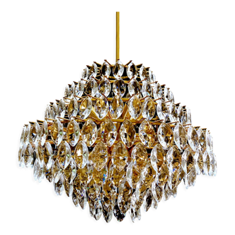 Vintage XXL Luxury Golden Chandelier Fine Gold and Crystal , 60 70 years