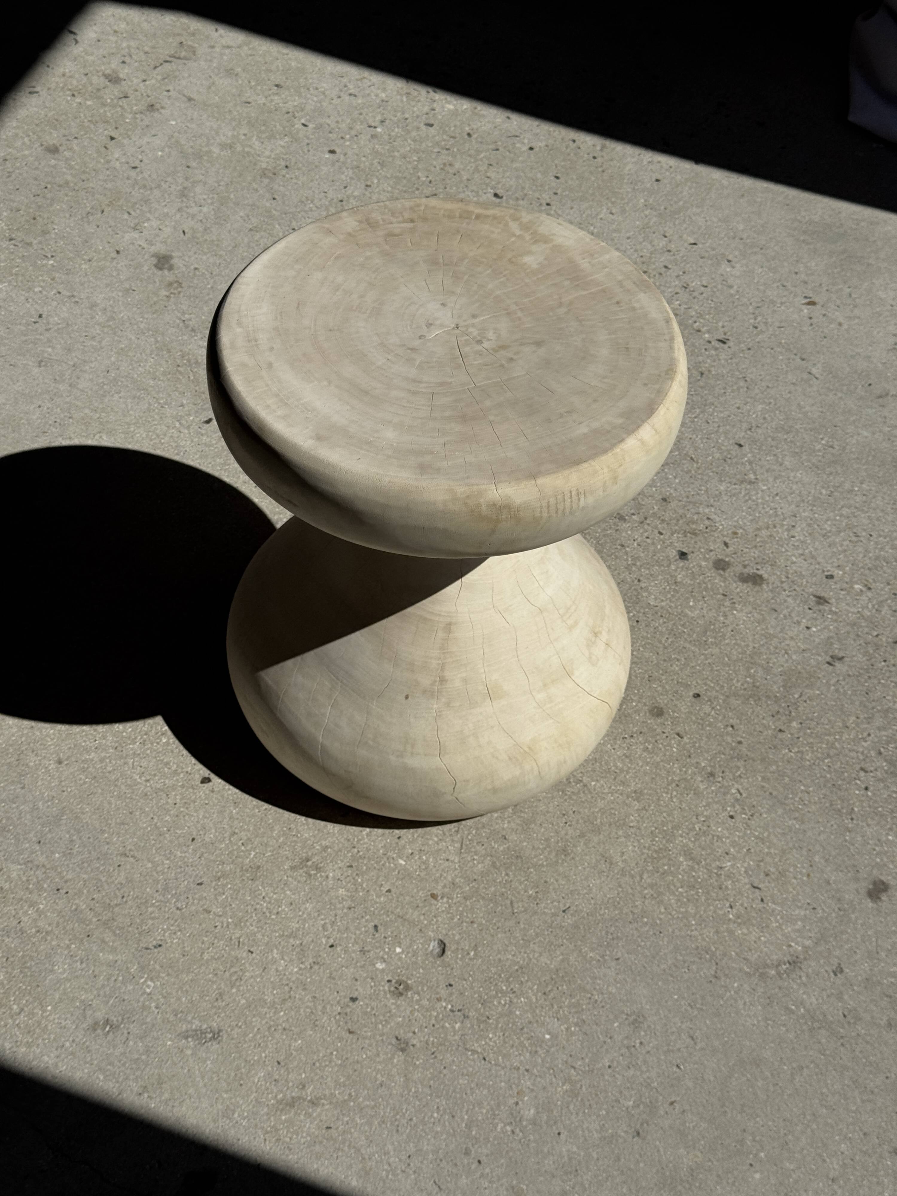 Pawn Bleach - Stool, side table, end table in solid mango wood