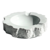 Vintage porcelain ashtray, white bisque porcelain, Brutalist design, 1970s