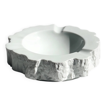 Vintage porcelain ashtray, white bisque porcelain, Brutalist design, 1970s