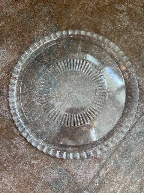 Vintage glass pie dish or tray arcoroc