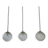 Lot of 3 old vintage round pendant lights